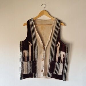 Alpaca Patterned Wool Vest
